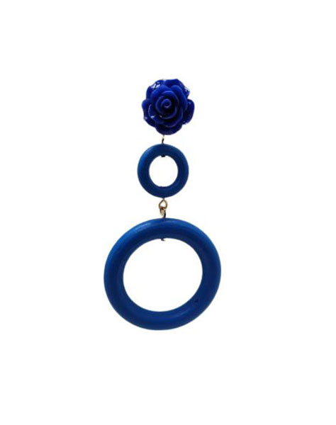Boucles d'oreilles flamenco à double anneau pour femmes. Bleu